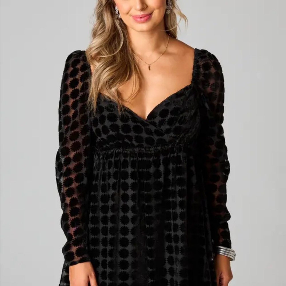 Buddy Love Black Babydoll Elegant Polka Dot Dress